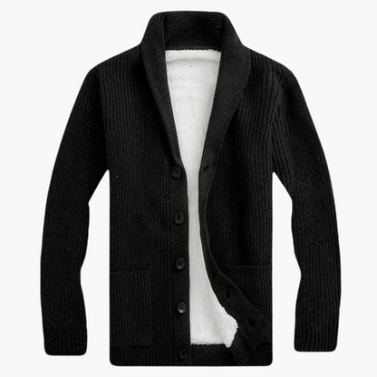 Men's - Stylish Fleece Shawl Collar Cardigan - Cosy & Versatile Layering Piece