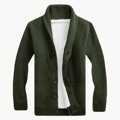 Men's - Stylish Fleece Shawl Collar Cardigan - Cosy & Versatile Layering Piece