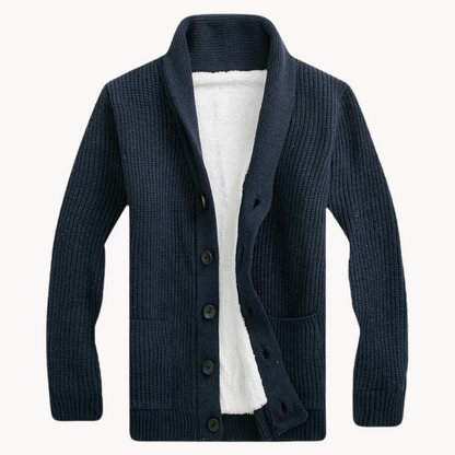 Men's - Stylish Fleece Shawl Collar Cardigan - Cosy & Versatile Layering Piece