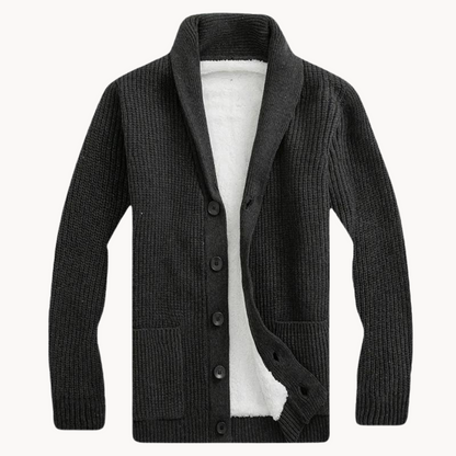 Men's - Stylish Fleece Shawl Collar Cardigan - Cosy & Versatile Layering Piece
