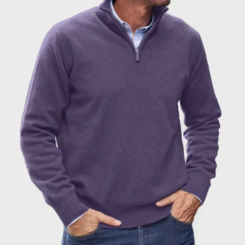 Men's - Sweater - Italian Cashmere with Zipper - Cashmere Sweater