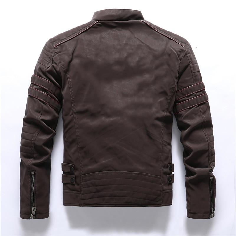 Men's - Motorbike Jacket - High-Quality Leather with Stand-Up Collar