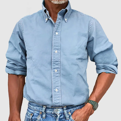 Men's - Vintage Casual Long Sleeve Shirt - Cotton Fabric