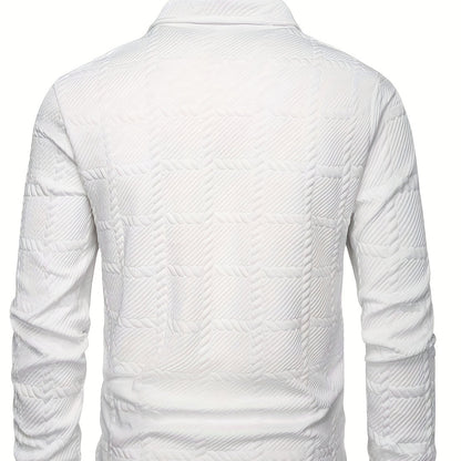 Men's - Knitted Jacquard Polo Shirt - Stylish Comfort