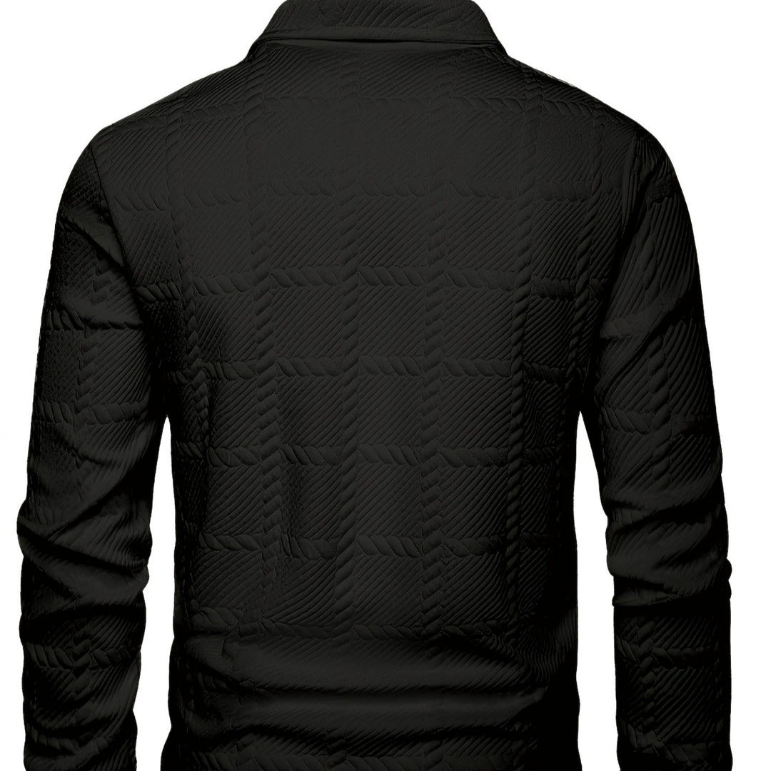 Men's - Knitted Jacquard Polo Shirt - Stylish Comfort