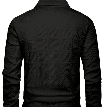 Men's - Knitted Jacquard Polo Shirt - Stylish Comfort