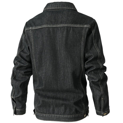 Men's - Fleece Lined Denim Jacket - Warm & Stylish Outerwear for Cold Weather