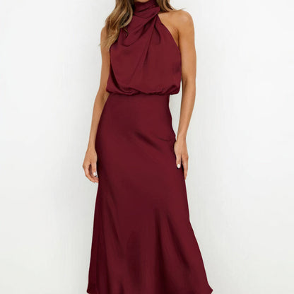 Women's - Elegant Halter Maxi Dress - Chic Style