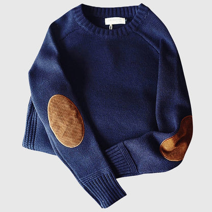 Men's - Cashmere Knitted Sweater - Cosy Winter Style with Elbow Patches