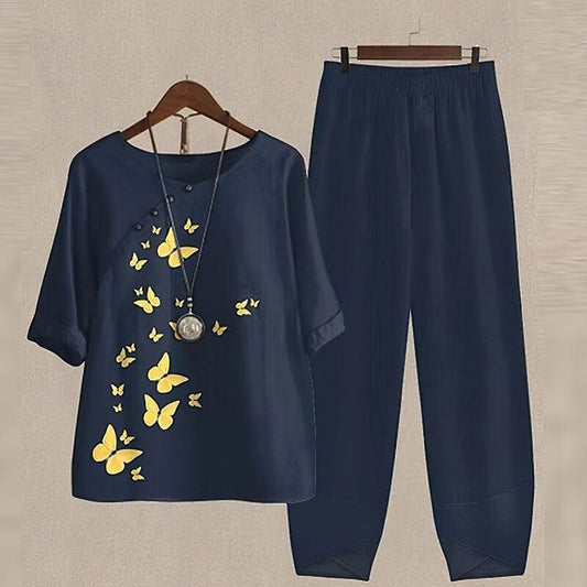 Women's - Shirt and Pants Set - Soft Fabric for All-Day Comfort - Stylish Casual Outfit for Any Occasion