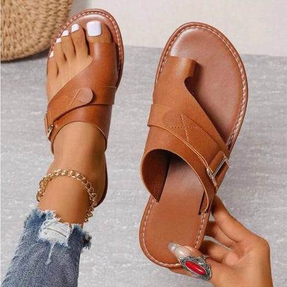 Women's - Stylish Leather Sandals - Supportive Fit