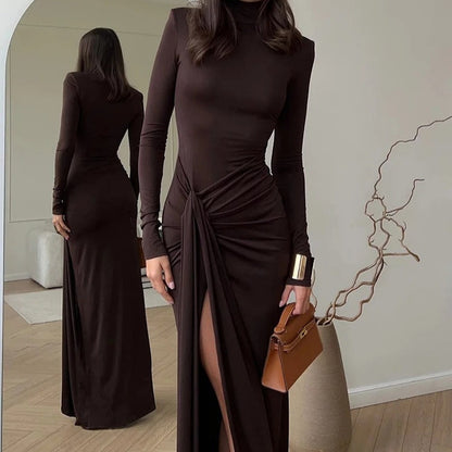 Women's - Classy Ruched Maxi Dress - Elegant Style