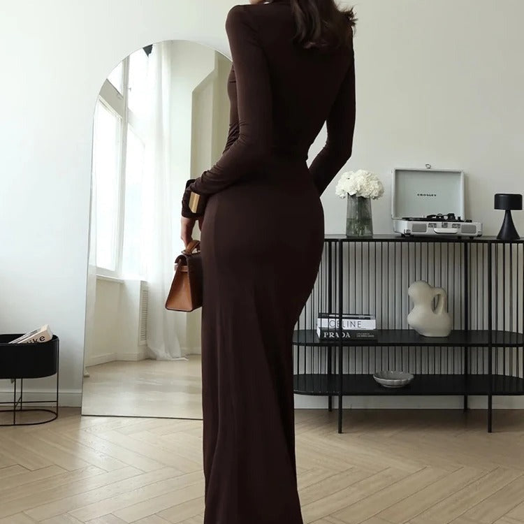 Women's - Classy Ruched Maxi Dress - Elegant Style
