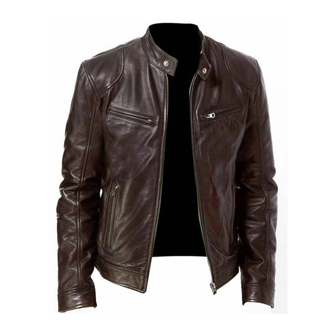 Men's - Faux Leather Jacket - Classic Fit