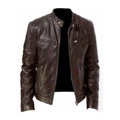 Men's - Faux Leather Jacket - Classic Fit