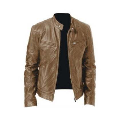 Men's - Faux Leather Jacket - Classic Fit