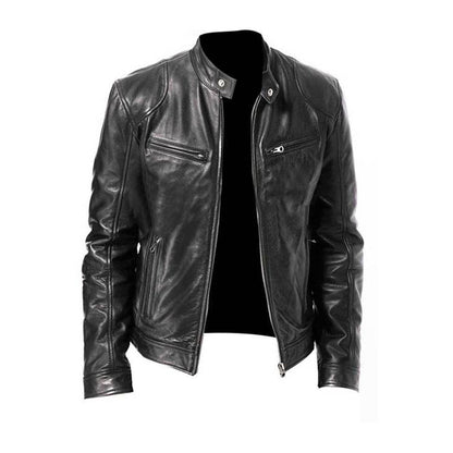 Men's - Faux Leather Jacket - Classic Fit