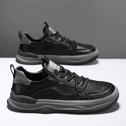 Men's – Leather Sneakers – Genuine Leather, Stylish Design – Casual Footwear