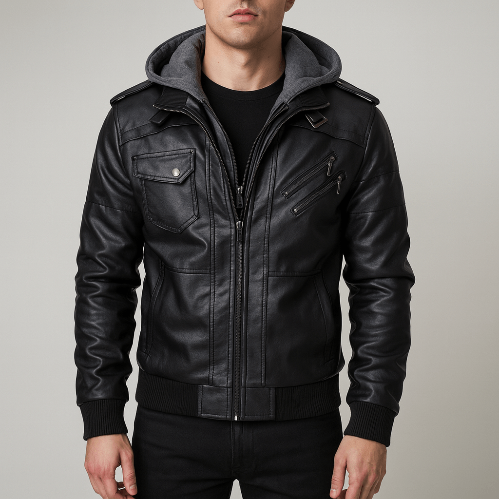 Men's - Bomber Jacket - Hooded Casual Style