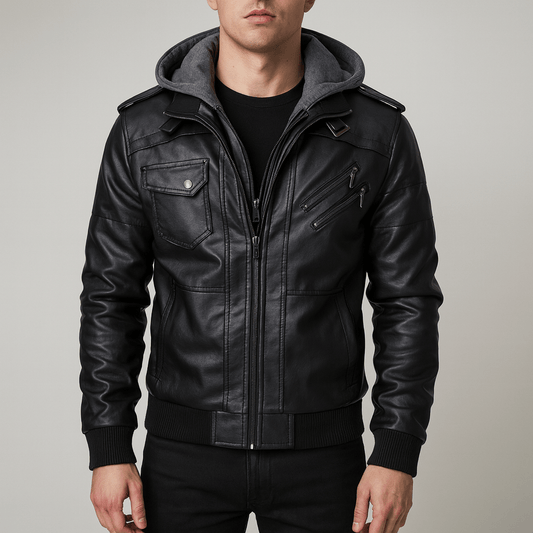 Men's - Bomber Jacket - Hooded Casual Style