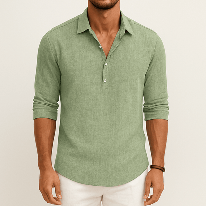Men's - Casual Long Sleeve Shirt - Button-Up