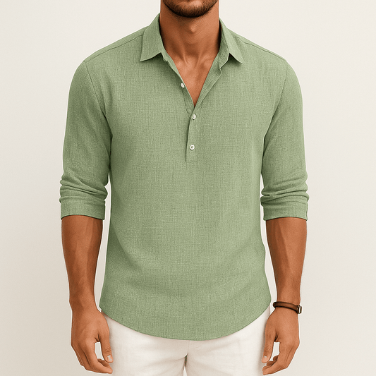 Men's - Casual Long Sleeve Shirt - Button-Up