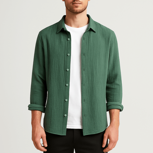 Men's - Casual Long Sleeve Shirt - Relaxed Fit