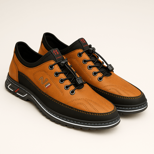 Men's - Comfortable Leather Sneakers - Sporty Look
