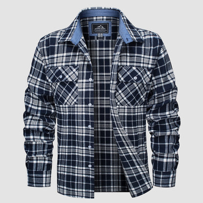 Men's - Long Sleeve Shirt – Cotton, Plaid Flannel – Casual Style