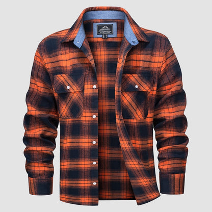 Men's - Long Sleeve Shirt – Cotton, Plaid Flannel – Casual Style