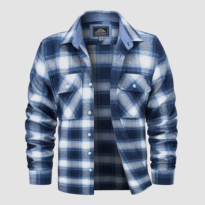 Men's - Long Sleeve Shirt – Cotton, Plaid Flannel – Casual Style