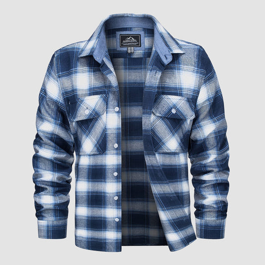 Men's - Long Sleeve Shirt – Cotton, Plaid Flannel – Casual Style