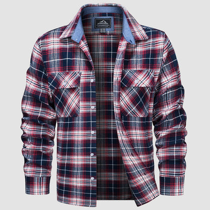 Men's - Long Sleeve Shirt – Cotton, Plaid Flannel – Casual Style