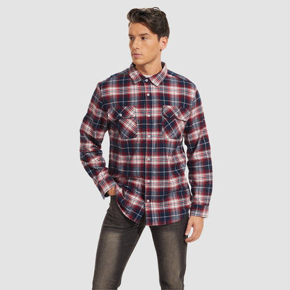 Men's - Long Sleeve Shirt – Cotton, Plaid Flannel – Casual Style