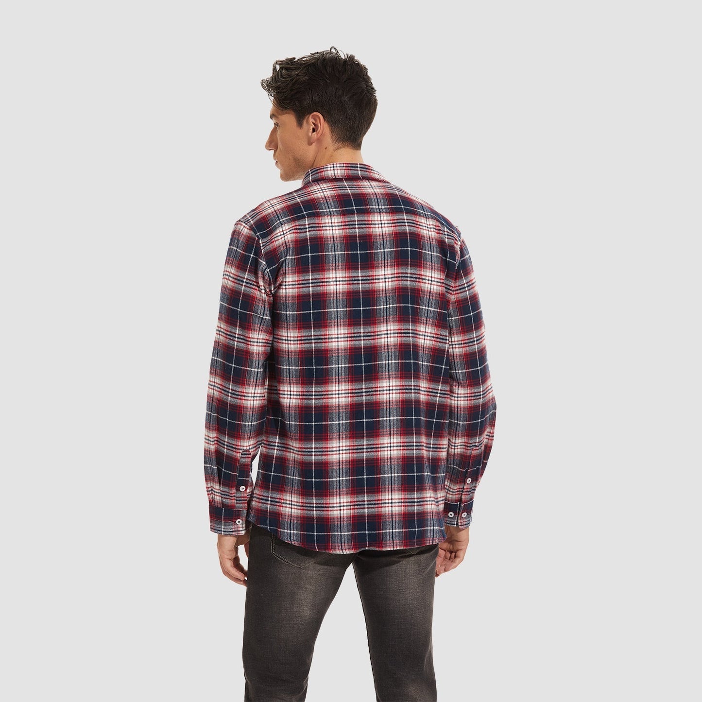 Men's - Long Sleeve Shirt – Cotton, Plaid Flannel – Casual Style