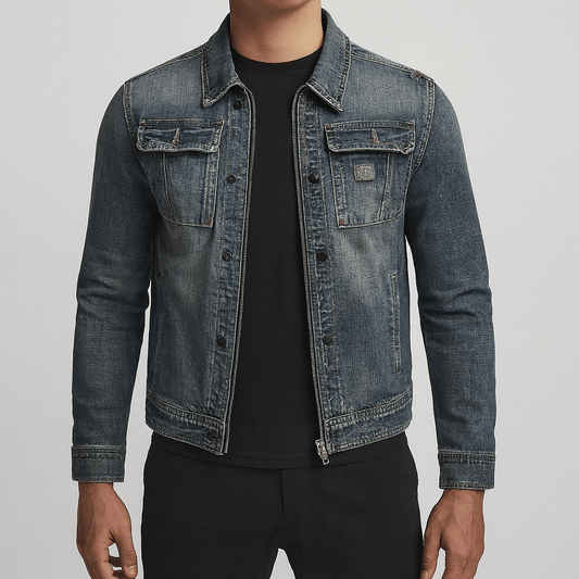 Men's - Denim Jacket - Button Front Pockets