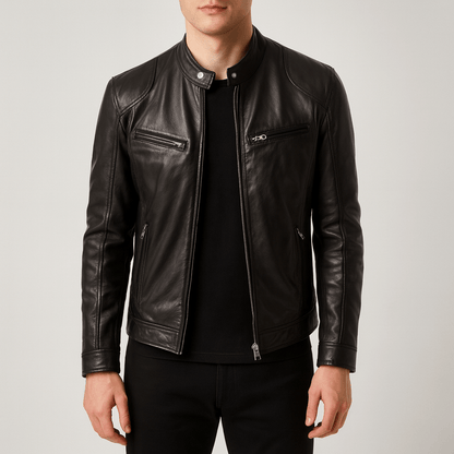 Men's - Faux Leather Jacket - Classic Fit