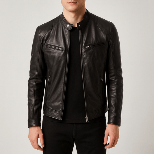 Men's - Faux Leather Jacket - Classic Fit