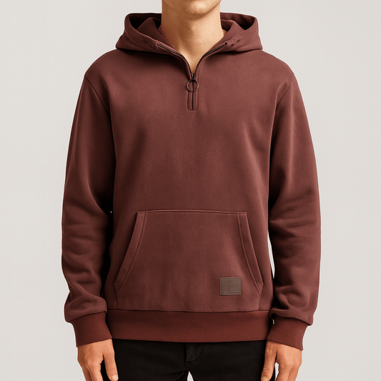 Men's - Half Zip Hoodie - Warm Fabric Relaxed Fit