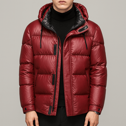 Men's - Hooded Winter Down Jacket - Warm & Stylish