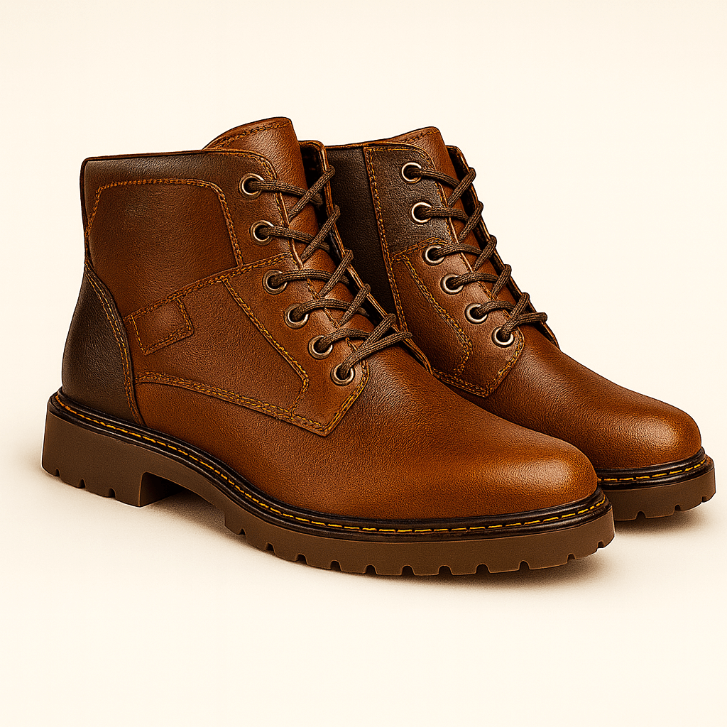 Men's - Leather Boots - Zip-Up Lined Winter Style