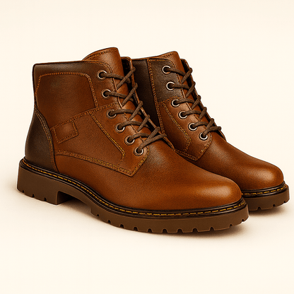 Men's - Leather Boots - Zip-Up Lined Winter Style