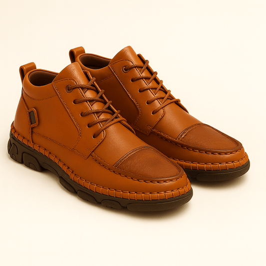 Men's - Leather Lace-Up Boots - Ankle High