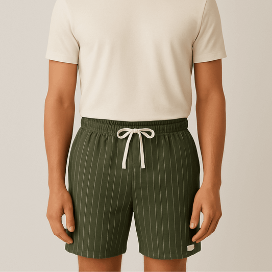 Men's - Linen Drawstring Summer Shorts - Lightweight Style