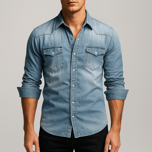 Men's - Long Sleeve Button-Up Shirt - Classic Style