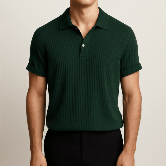 Men's - Polo Shirt - Stylish Waffle Knit Design