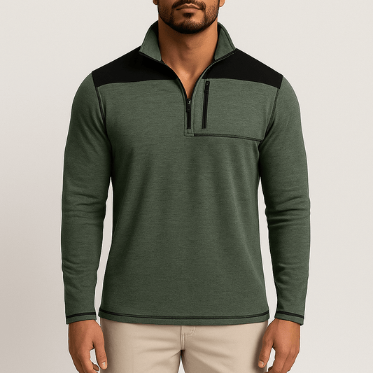 Men’s - Slim Fit Half Zip Pullover Shirt - Soft Knit