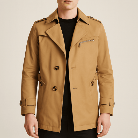 Men's - Trench Coat - Double Breasted Belted