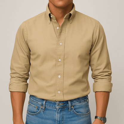 Men's - Vintage Casual Long Sleeve Shirt - Cotton Fabric