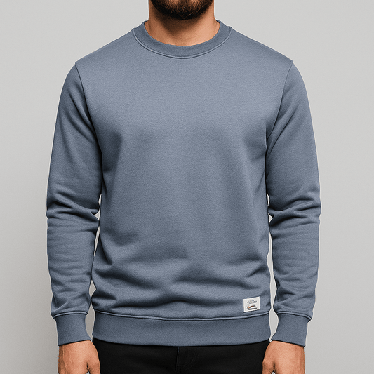 Men's - Casual Crew Neck Sweatshirt - Sporty Polyester Style